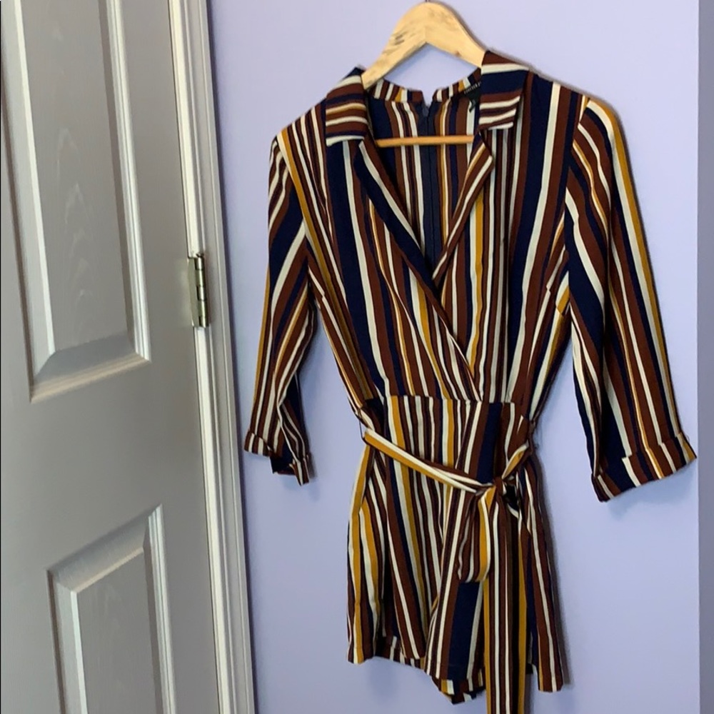 Blazer style striped romper